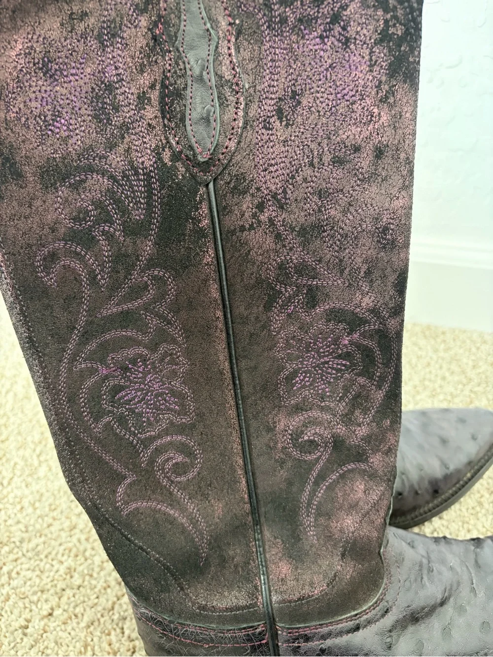 Tony Lama Genuine Ostrich Leather Western Boots (Vamp Genuine Ostrich)